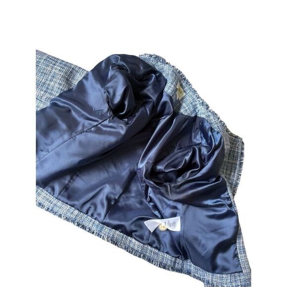 Anthropologie Maeve Double Breasted Tweed Jacket size 4 Blue - Picture 16 of 16